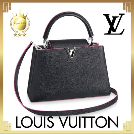 Louis Vuitton CAPUCINES 2020 SS Casual Style Calfskin A4 Bi color Plain Leather Office Style 