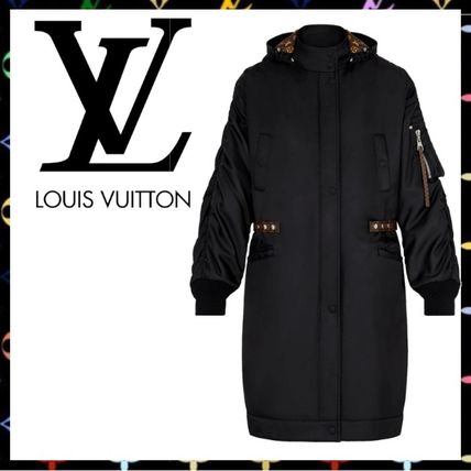 Louis Vuitton 2020 21AW Oversized Black Parka With Monogram Lining 1A81XU 