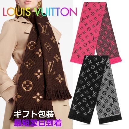 Louis Vuitton 2018 19AW Monogram Wool Knit  Fur Scarves M76070 M71383 M75833 