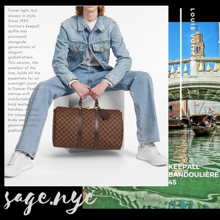 Louis Vuitton DAMIER Monogram Unisex A4 Leather Logo Boston  Duffles 