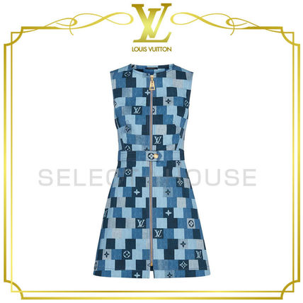 Louis Vuitton 2020 SS Short Monogram Tight Sleeveless Cotton Dresses 1A62F1 