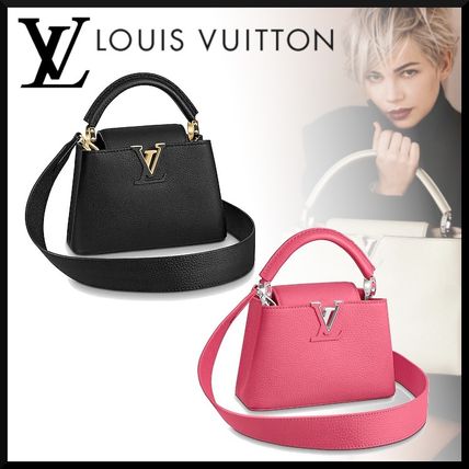 Louis Vuitton CAPUCINES 2020 SS Blended Fabrics 3WAY Plain Leather Elegant Style Crossbody M56071 M55987 