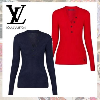 Louis Vuitton 2019 20AW Casual Style Wool Silk Rib Blended Fabrics V Neck 1A5KYA 1A5KXW 