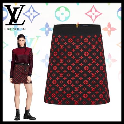 Louis Vuitton 2020 21AW Short Monogram Wool Silk Nylon Bi color Cotton Mini Skirts 1A8389 