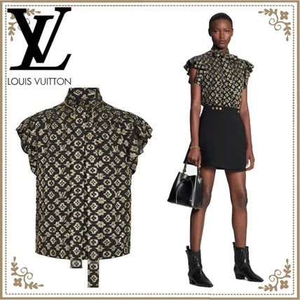 Louis Vuitton Short Monogram Silk Sleeveless Plain Elegant Style 1A82QI 