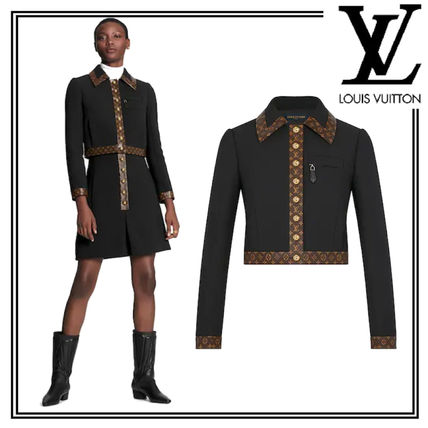 Louis Vuitton MONOGRAM 2020 21AW Black Cropped Jacket With Monogram Trim 1A82Z6 