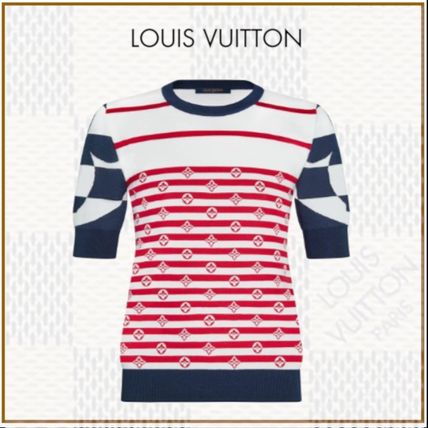 Louis Vuitton MONOGRAM 2020 SS Crew Neck Stripes Monogram Wool Silk Blended Fabrics Medium 