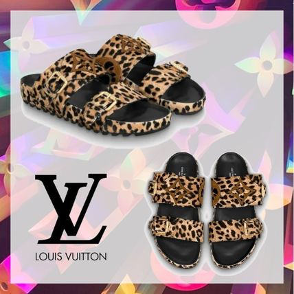 Louis Vuitton MONOGRAM Monogram Leopard Patterns Open Toe Rubber Sole Casual Style 1A5N22 