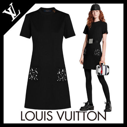 Louis Vuitton Casual Style A line Silk Plain Cotton Medium Short Sleeves 1A5RJF 