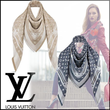 Louis Vuitton 2019 20AW Studdy Denim Monogram Shawl M73698 M73699 