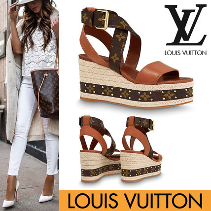 Louis Vuitton MONOGRAM Monogram Platform Casual Style Blended Fabrics Leather 