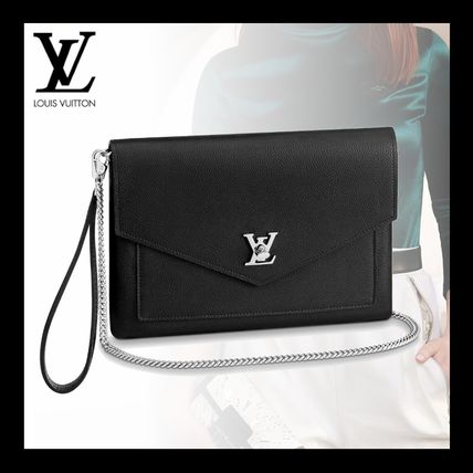 Louis Vuitton LOCKME Unisex Calfskin 2WAY Plain Leather Logo Shoulder Bags 