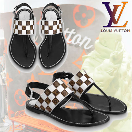 Louis Vuitton Monogram Casual Style Plain Leather Logo Sandals 1A67CA 