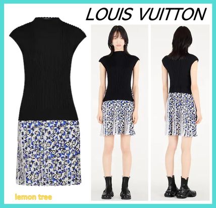 Louis Vuitton 2019 SS Monogram Wool Blended Fabrics Sleeveless Plain Dresses 1A51CG 