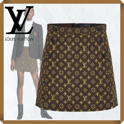 Louis Vuitton MONOGRAM Short Monogram Wool Logo Mini Skirts 1A82H6 