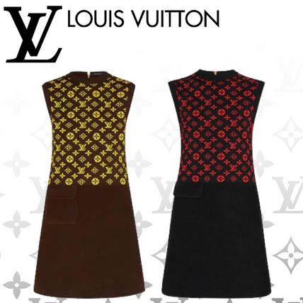Louis Vuitton 2020 21AW Short Monogram Wool Sleeveless Cotton Dresses 1A837V 1A837O 