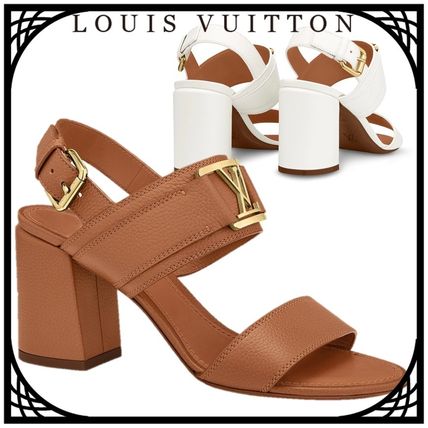 Louis Vuitton 2020 SS Open Toe Casual Style Plain Leather Block Heels 1A63WU 1A63X9 