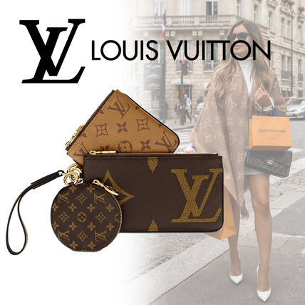 Louis Vuitton Unisex Leather Long Wallet Coin Cases 
