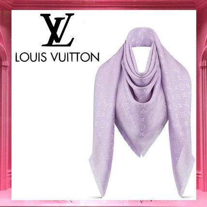 Louis Vuitton Monogram Wool Silk Logo Lightweight Scarves  Shawls M73655 