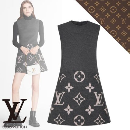 Louis Vuitton 2020 21AW Short Monogram Casual Style A line Wool Silk Sleeveless 1A82LC 