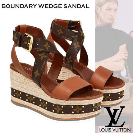 Louis Vuitton MONOGRAM 2020 SS Monogram Open Toe Casual Style Blended Fabrics Leather 