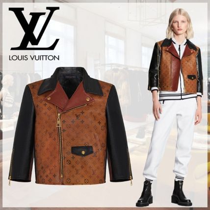 Louis Vuitton Short Monogram Bi color Leather Biker Jackets 
