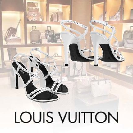 Louis Vuitton MONOGRAM Monogram Open Toe Square Toe Casual Style Leather Pin Heels 1A7RXT 