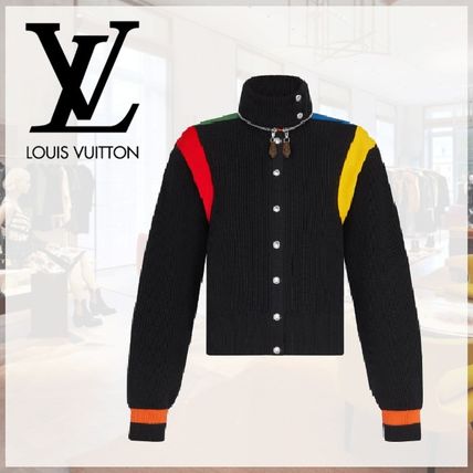 Louis Vuitton Wool Silk Long Sleeves Plain Logo Cardigans 