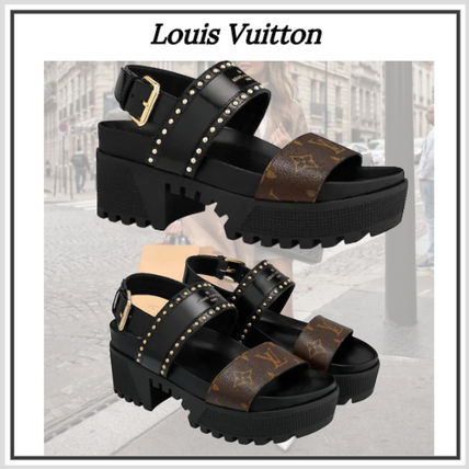 Louis Vuitton MONOGRAM 2020 SS Monogram Open Toe Platform Casual Style Unisex Street Style 1A6655 