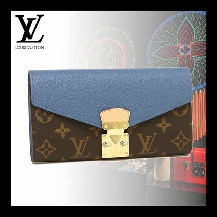 Louis Vuitton MONOGRAM Monogram Unisex Calfskin Plain Leather Logo Long Wallets 