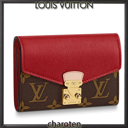 Louis Vuitton PALLAS 2019 SS Monogram Calfskin Bi color Small Wallet Folding Wallets 