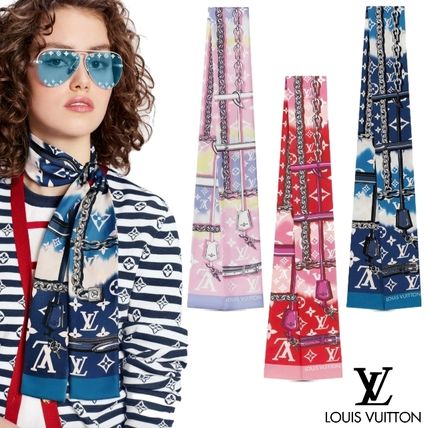 Louis Vuitton Silk Office Style Logo Lightweight Scarves  Shawls 