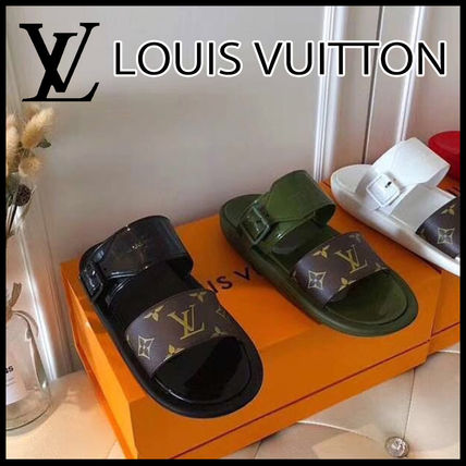 Louis Vuitton 2020 SS Monogram Open Toe Round Toe Casual Style Plain Mules Sandals 1A66WY 1A66X5 