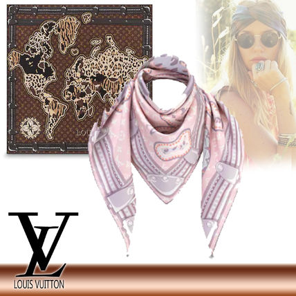 Louis Vuitton Monogram Leopard Patterns Silk Lightweight Scarves  Shawls 