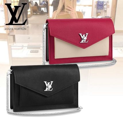 Louis Vuitton LOCKME 2020 SS Chain Plain Leather Logo Pouches  Cosmetic Bags M63471 M63470 