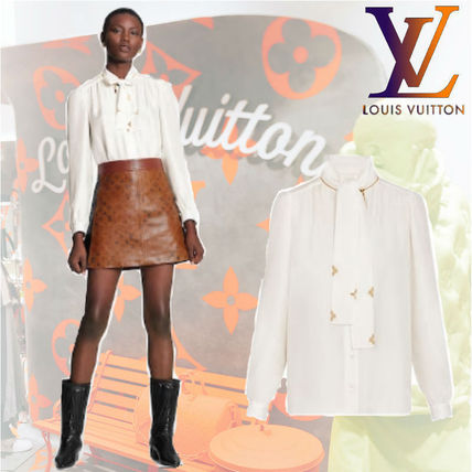 Louis Vuitton Monogram Casual Style Silk Long Sleeves Elegant Style Logo 1A82SI 