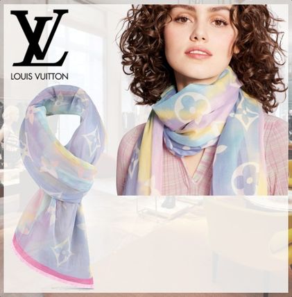 Louis Vuitton MONOGRAM Monogram Tie dye Cotton Knit  Fur Scarves 