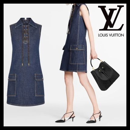 Louis Vuitton 2020 SS Sleeveless A Line Dress With Lace Detail 1A83VQ 