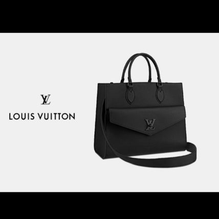 Louis Vuitton LOCKME A4 Leather Office Style Logo Totes 
