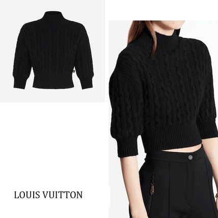 Louis Vuitton Cable Knit Short Casual Style Wool Cashmere Nylon Cropped 1A83AO 