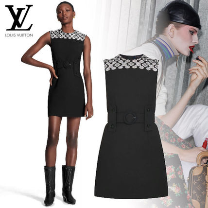 Louis Vuitton 2020 21AW Sleeveless Black Mini Dress With Monogram Embroidery 1A82UC 1A82UC 