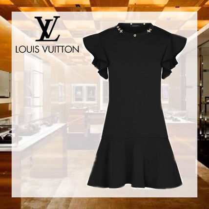Louis Vuitton 2020 21AW Black Mini Dress With Monogram Pin 1A849Z 