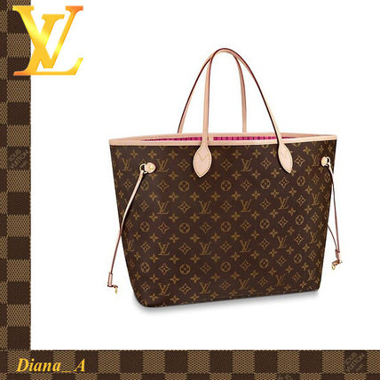 Louis Vuitton NEVERFULL Monogram Leather Elegant Style Handbags 