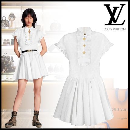 Louis Vuitton 2020 SS Short A line Sleeveless Plain Cotton Office Style 1A61D0 1A61CZ 1A61CY 1A61CX 1A61CW 1A61CV 