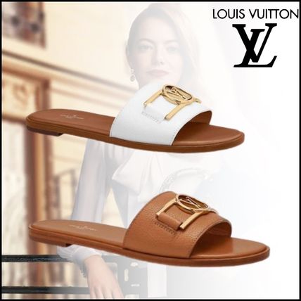 Louis Vuitton 2020 SS Open Toe Blended Fabrics Leather Logo Sandals 1A650I 1A64ZO 