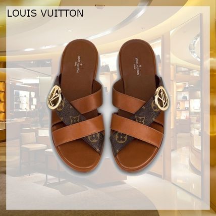 Louis Vuitton Monogram Open Toe Casual Style Blended Fabrics Street Style 1A7U6Y 