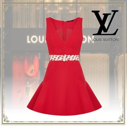 Louis Vuitton 2020 21AW Sleeveless Skater Dress In Red Wool And Silk Cady 1A82TU 