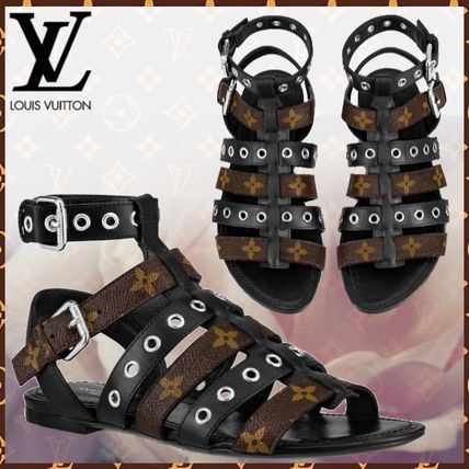 Louis Vuitton MONOGRAM 2019 20AW Monogram Open Toe Platform Blended Fabrics Bi color Plain 