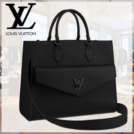 Louis Vuitton LOCKME A4 2WAY Plain Leather Office Style Elegant Style 