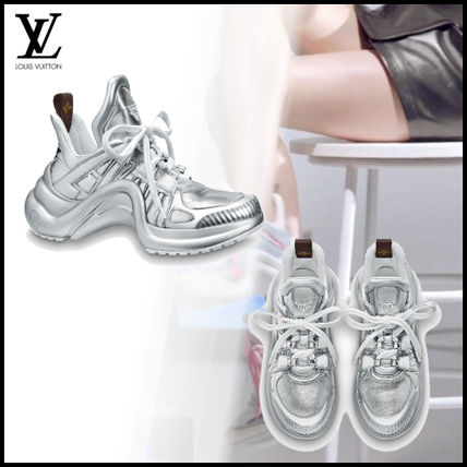 Louis Vuitton 2019 20AW Monogram Plain Toe Rubber Sole Lace up Tweed Blended Fabrics 